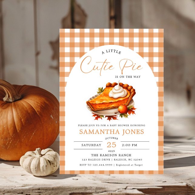 Invitación Little Cutie Pimpkin Fall Gingham Baby Shower (Subido por el creador)