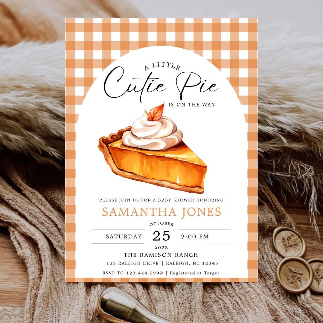 Invitación Little Cutie Pimpkin Fall Gingham Baby Shower (Subido por el creador)