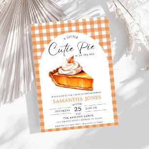 Invitación Little Cutie Pimpkin Fall Gingham Baby Shower