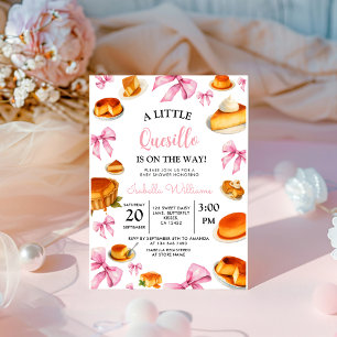 Invitación Little Cutie quesillo Pink Bow Baby Shower