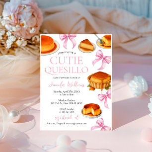 Invitación Little Cutie quesillo Pink Bow Baby Shower