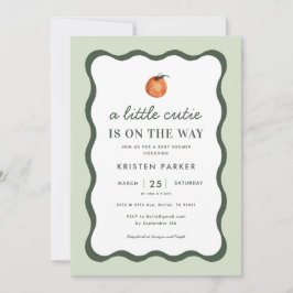 Invitación Little Cutie Squiggle Tangerine Baby Shower Invita