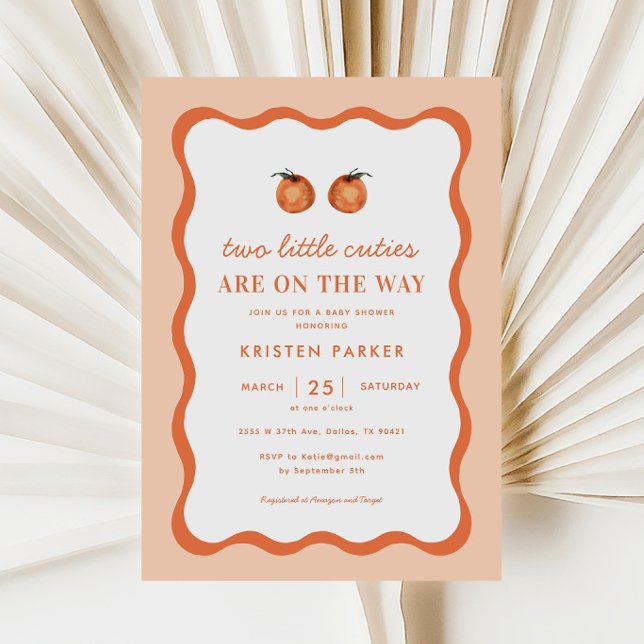 Invitación Little Cutie Tangerine Twins Baby Shower (Subido por el creador)