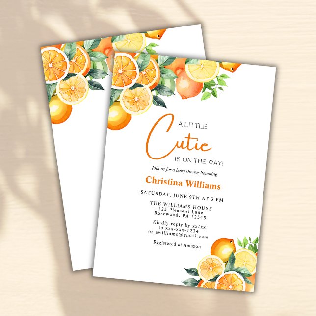 Invitación Little Cutie Watercolor Citrus Summer Baby Shower (Subido por el creador)