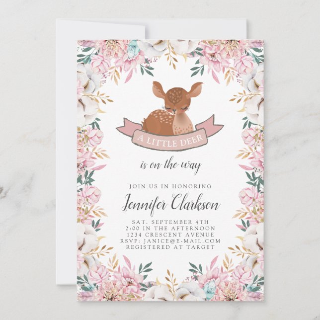 Invitación Little Deer Baby Shower (Anverso)