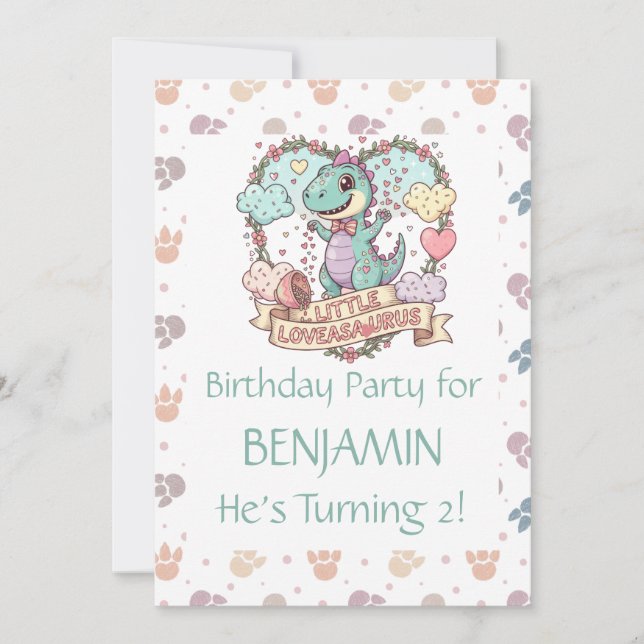 Invitación Little Dino Birthday Personalized (Anverso)