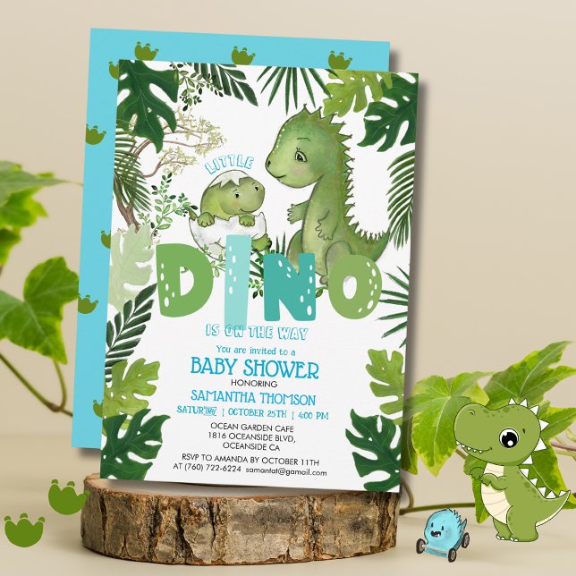 Invitación Little Dino Está En Camino Boy Baby Shower (Little Dino Is On The Way Boy Baby Shower Invitation )