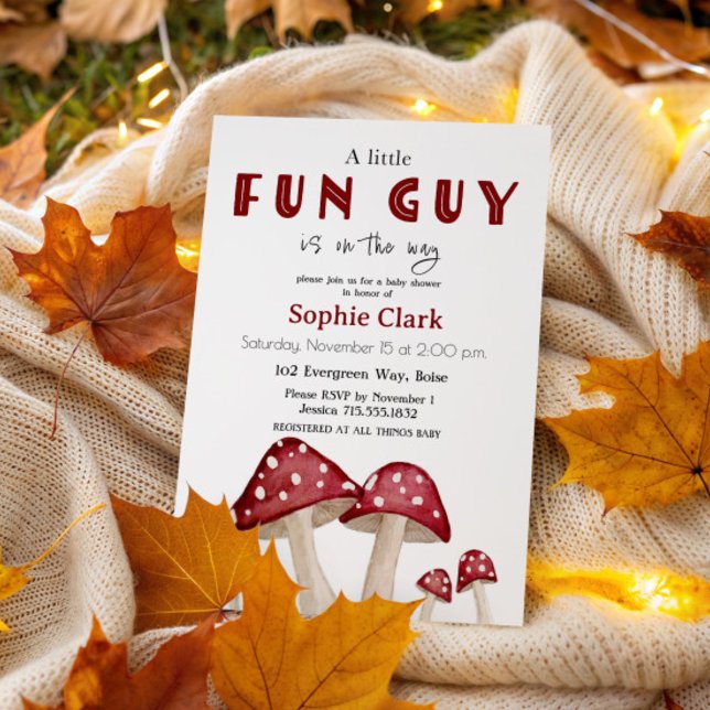 Invitación Little Diun Guy Red Mushroom Woodland Baby Shower (Subido por el creador)