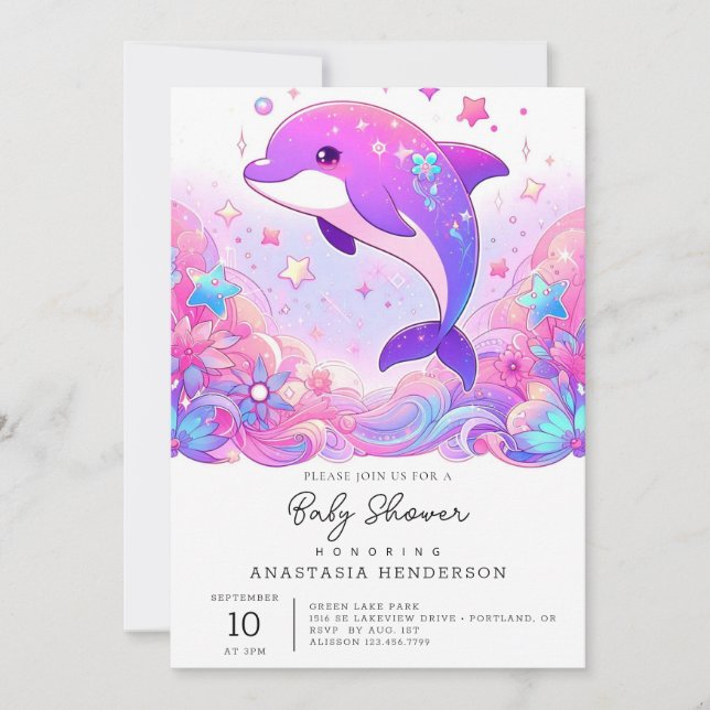 Invitación Little Dolphin Baby Shower (Anverso)