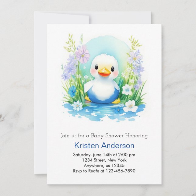 Invitación Little Duck Boy Baby Shower (Anverso)