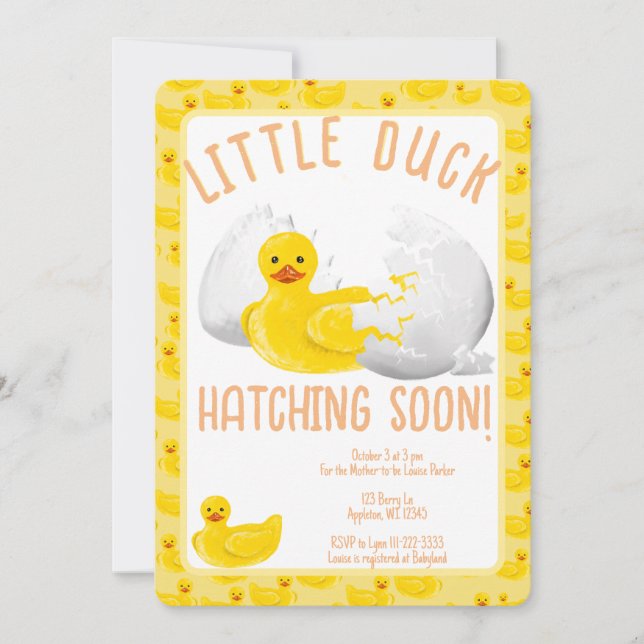 Invitación Little Duck Hatching Soon Baby Shower Invitation (Anverso)