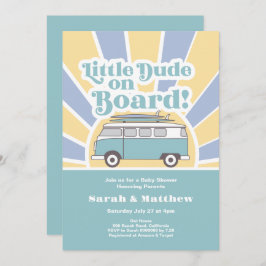 Invitación Little Dude a bordo de la ducha de bebé retro