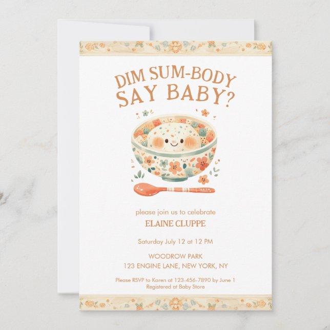 Invitación Little Dumpling Dim Sum Baby Shower (Anverso)