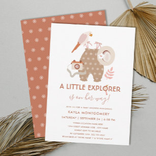 Invitación Little Explorer Boho Chica Baby Shower