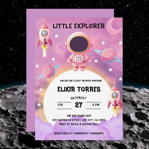 Invitación Little Explorer Modern Purple Baby Shower