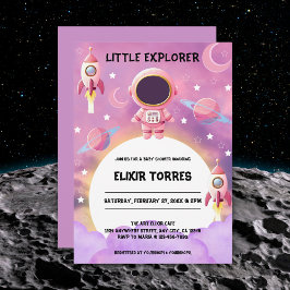 Invitación Little Explorer Modern Purple Baby Shower