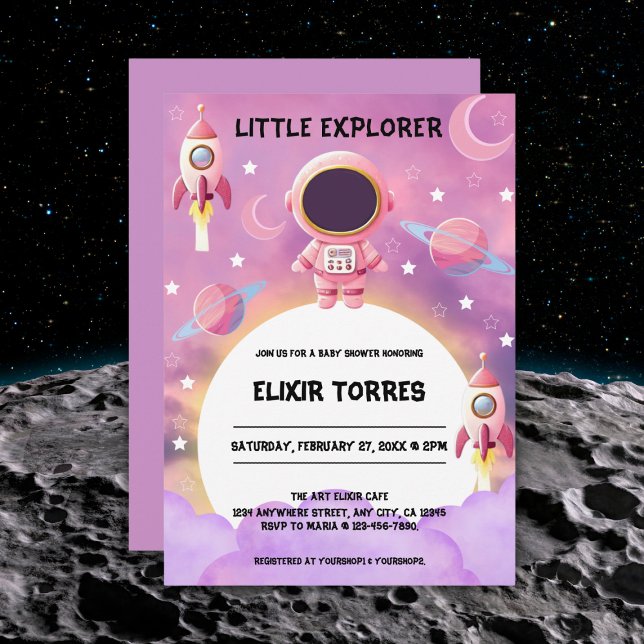 Invitación Little Explorer Modern Purple Baby Shower (Subido por el creador)