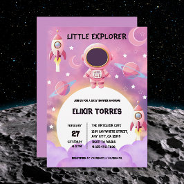 Invitación Little Explorer Modern Purple Baby Shower