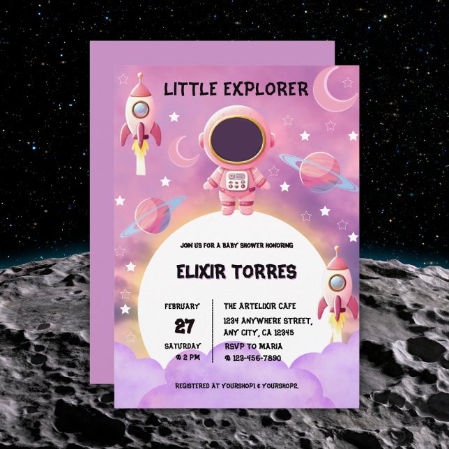Invitación Little Explorer Modern Purple Baby Shower (Subido por el creador)