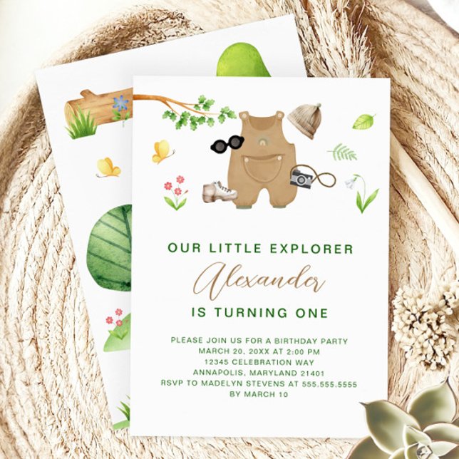 Invitación Little Explorer Woodland Forest Hiking Birthday (Subido por el creador)