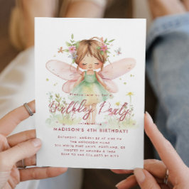 Invitación Little Fairy Ballerina Pink Birday Party