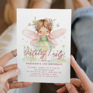Invitación Little Fairy Ballerina Pink Birday Party