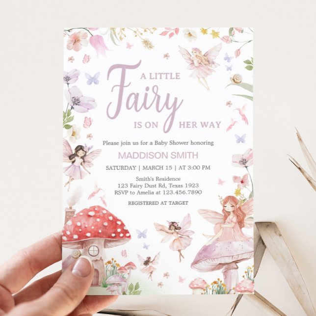 Invitación Little Fairy Whimsical Baby Shower (Little Fairy Whimsical Baby Shower Invitation)