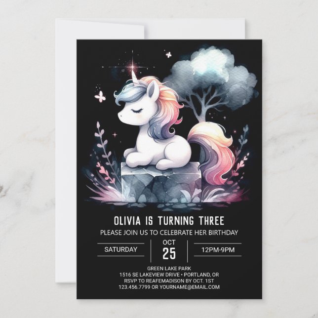 Invitación Little Fantasy Horse Birday (Anverso)