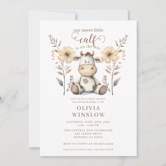 Invitación Little Farm Animal Watercolor Baby Shower (Anverso)