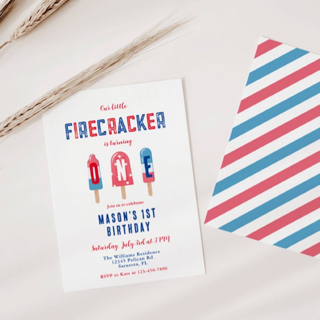 Invitación Little Firecracker, 4 de julio, Fiesta de cumpleañ (Subido por el creador)