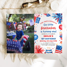 Invitación Little Firecracker, 4 de julio, Fiesta de cumpleañ