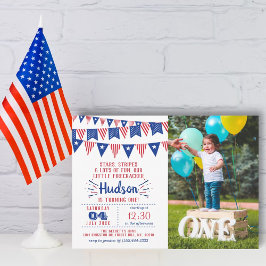 Invitación Little Firecracker, 4 De Julio, Fotos De Cumpleaño