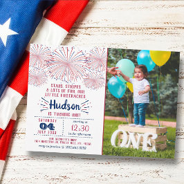 Invitación Little Firecracker, 4 De Julio, Fotos De Cumpleaño
