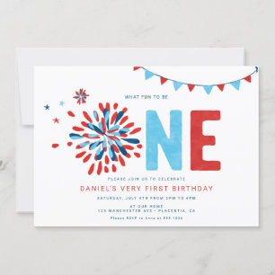Invitación Little Firecracker 4 de julio Primer cumpleaños