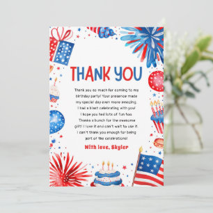 Invitación Little Firecracker 4 Of July Birthday Gracias