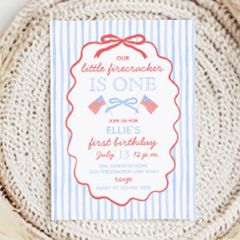 Invitación Little Firecracker 4th of July 1st Birthday