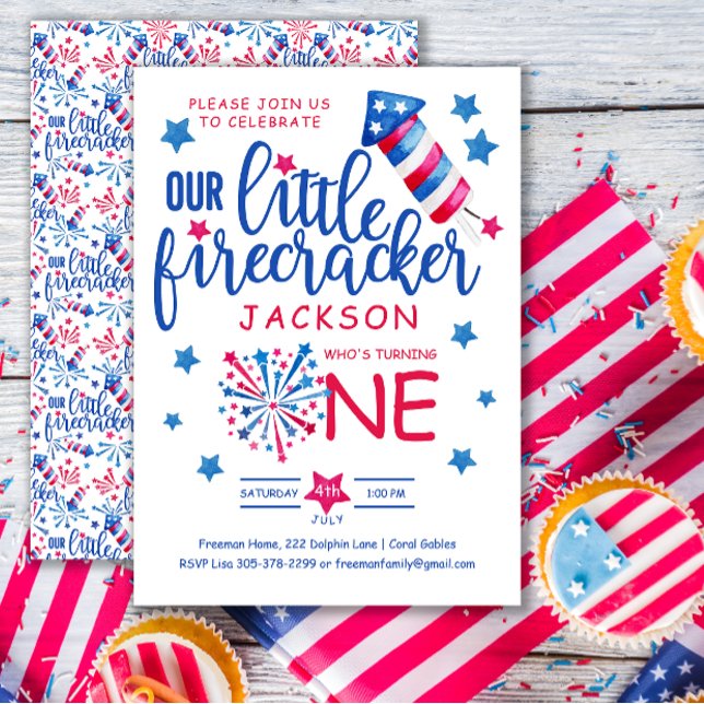 Invitación Little Firecracker el 4 de Julio Cumpleaños de Ver (Subido por el creador)