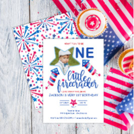 Invitación Little Firecracker el 4 de julio, primer cumpleaño