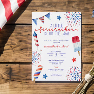Invitación Little Firecracker en el camino a la ducha de bebé