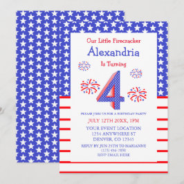 Invitación Little Firecracker en su cuarto cumpleaños