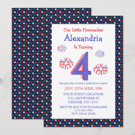 Invitación Little Firecracker en su cuarto cumpleaños