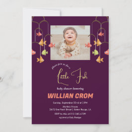 Invitación Little Fish Crimson Color Baby Shower
