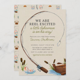 Invitación Little Fisherman Adventure Watercolor Baby Shower