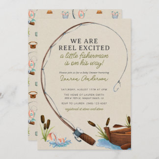 Invitación Little Fisherman Adventure Watercolor Baby Shower
