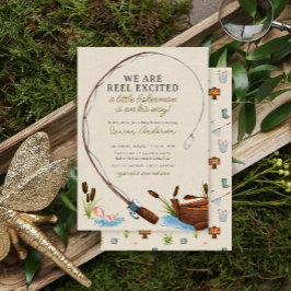 Invitación Little Fisherman Adventure Watercolor Baby Shower