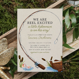Invitación Little Fisherman Watercolor Adventure Baby Shower