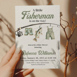 Invitación Little Fishman Clothesline Fishing Baby Shower
