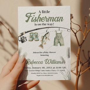 Invitación Little Fishman Clothesline Fishing Baby Shower