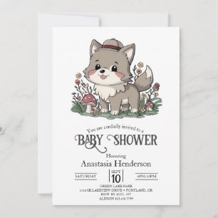 Invitación Little Forest Wolf Baby Shower
