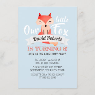 Invitación Little Fox Cute Woodland Animal Birday